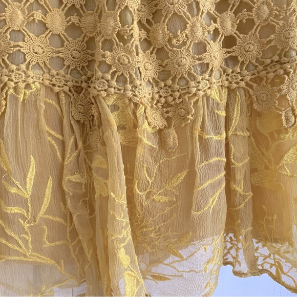 Ranna Gill Anthropologie yellow lace dress size xs (fits like S/M) - Picture 3 of 6